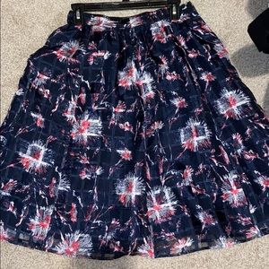 Navy pattern skirt, side zip closure